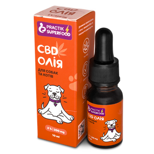 Дієтична добавка CBD олія 2% для собак та котів Practik, для підтримки спокійного стану, 10 мл 10COS410 фото