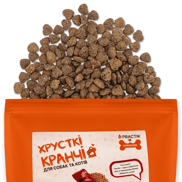 Хрусткі кранчі гіпоалергенні &laquo;Гречка з печінкою&raquo; для собак та котів Practik Смаколик 300СLS202 фото